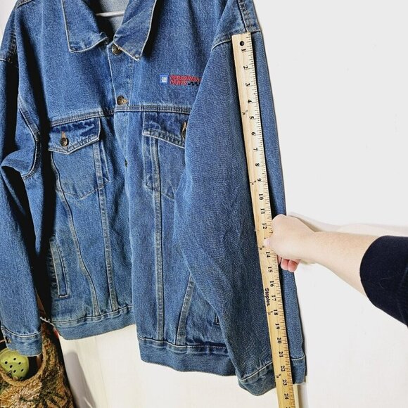 Gm Vantage Men's Denim Jacket 2XL Vintage Blue Jean Button Up Cotton Pockets Has - Picture 5 of 14